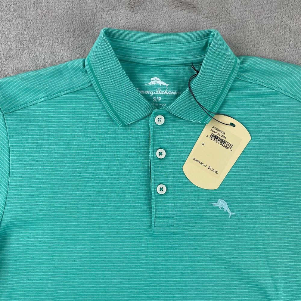 Tommy Bahama Varadero Polo Shirt Men Small Aqua Aloha Short Sleeve NWT $110
